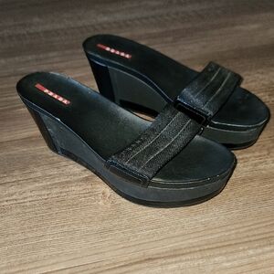 Prada Black Platform Slide Sandals
